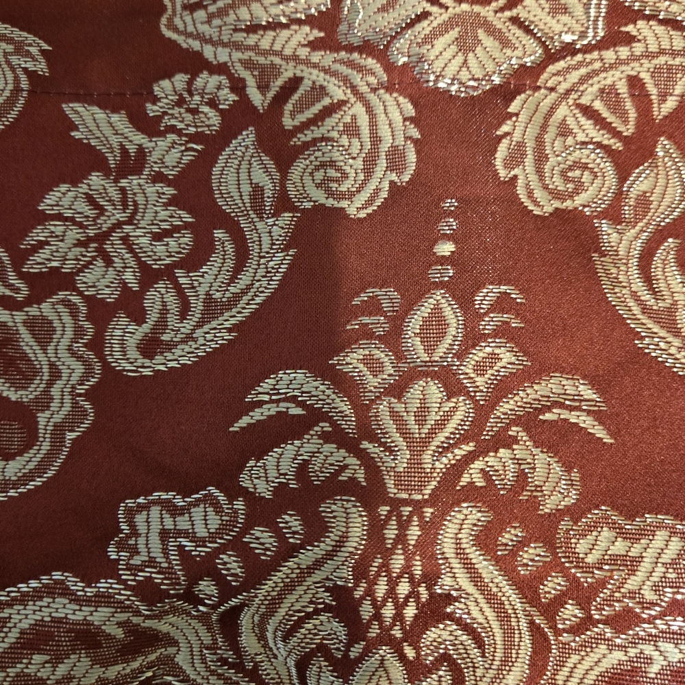 Elegant Gold and Red Brocade Fabric Valances